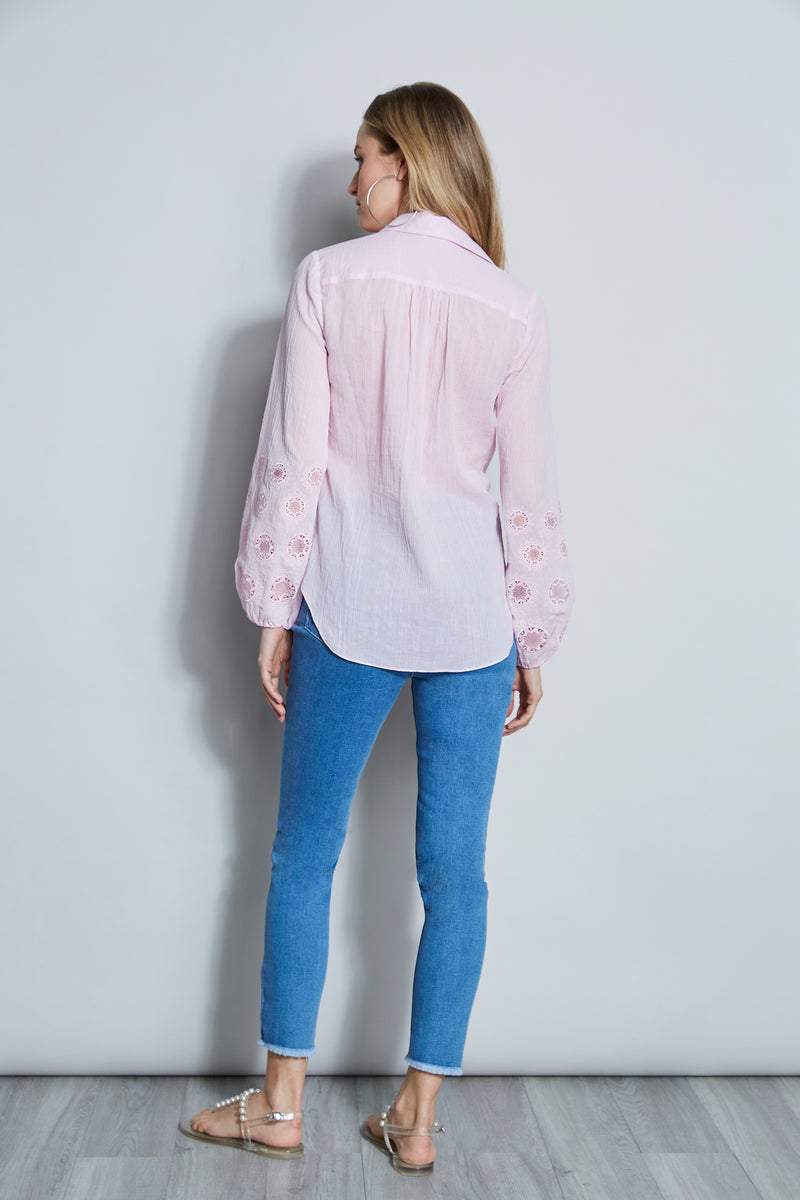 Crinkle Cotton Embroidered Shirt