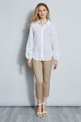 Crinkle Cotton Embroidered Shirt