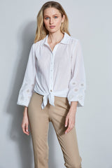 Crinkle Cotton Embroidered Shirt