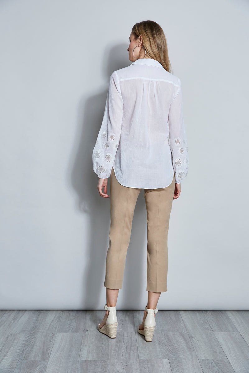 Crinkle Cotton Embroidered Shirt