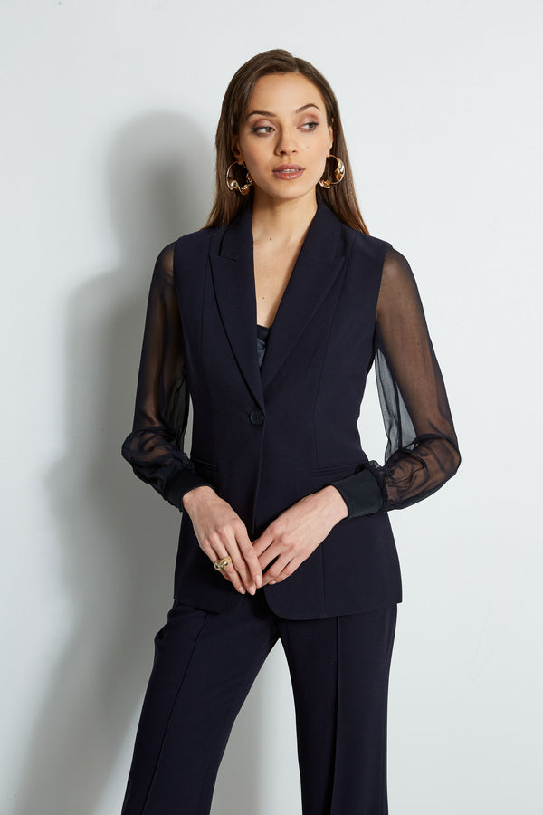 Chiffon Sleeve Blazer