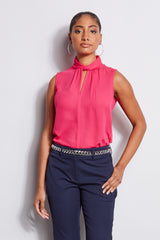 Sleeveless Silk Twist Shirt