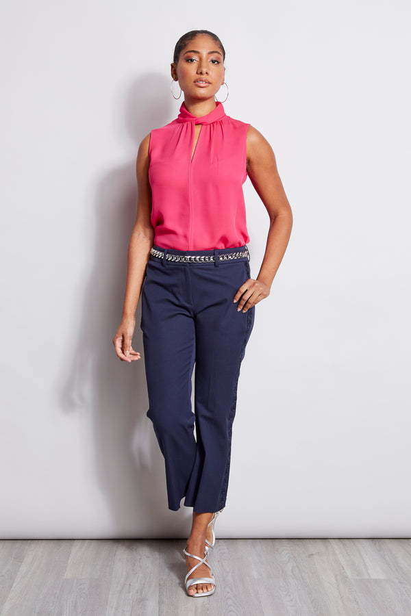 Sleeveless Silk Twist Shirt