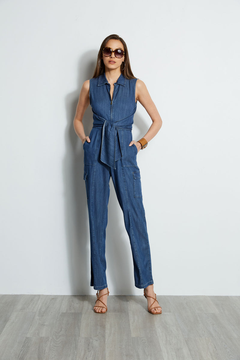 Denim Tie Jumpsuit