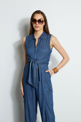 Denim Tie Jumpsuit