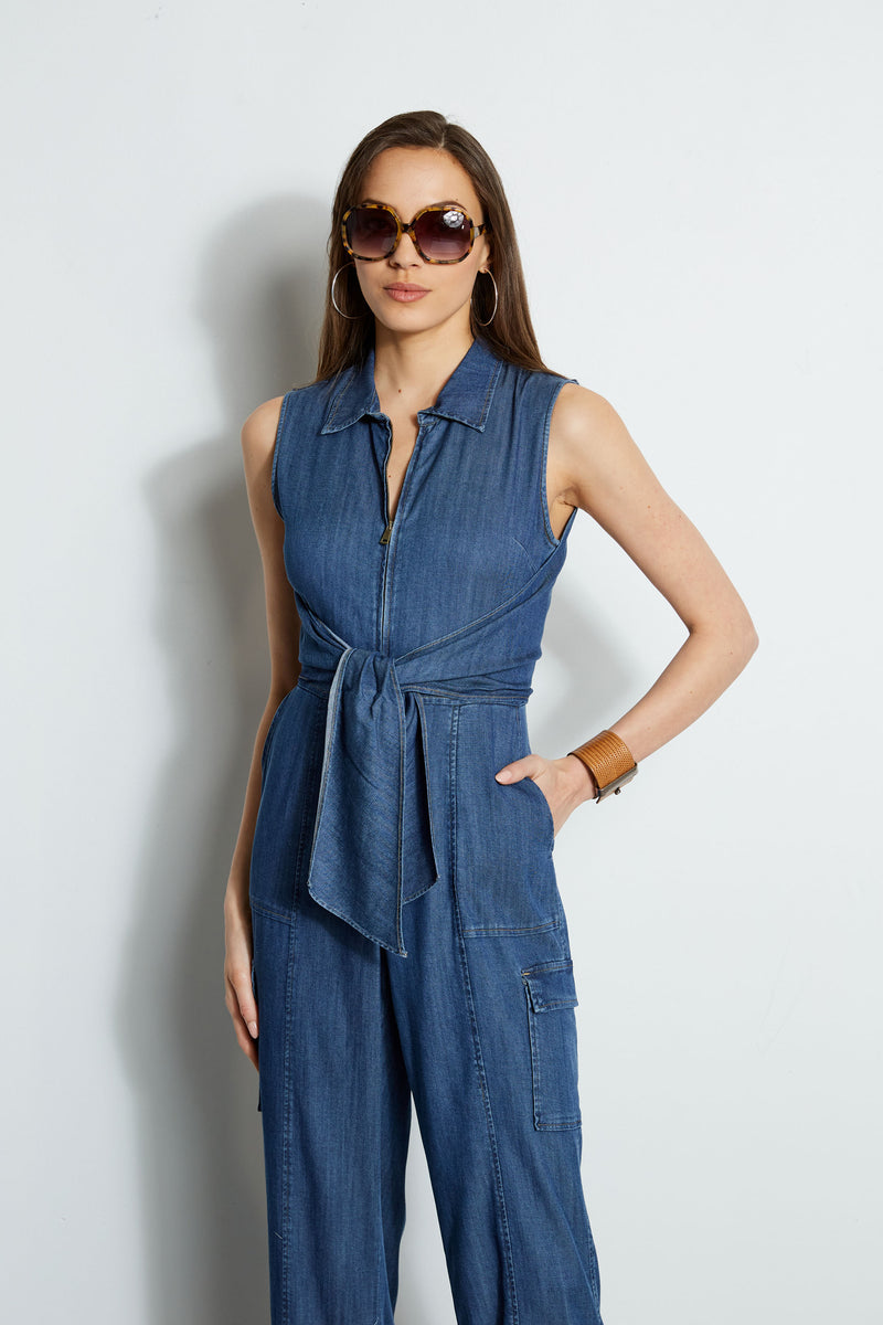 Denim Tie Jumpsuit