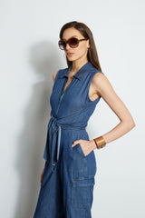 Denim Tie Jumpsuit