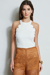 Halter Button Rib Tank