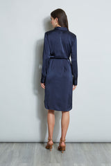 Satin Tie Shirt Dress