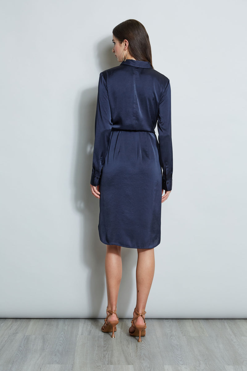 Satin Tie Shirt Dress