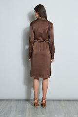 Satin Tie Shirt Dress