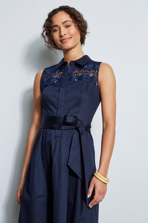 Embroidered Tie Dress