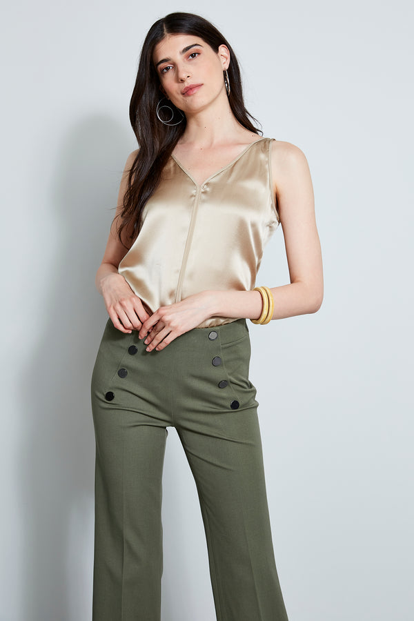 Sleeveless Silk Satin Shirt