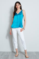 Sleeveless Silk Satin Shirt