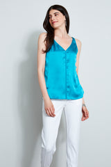 Sleeveless Silk Satin Shirt