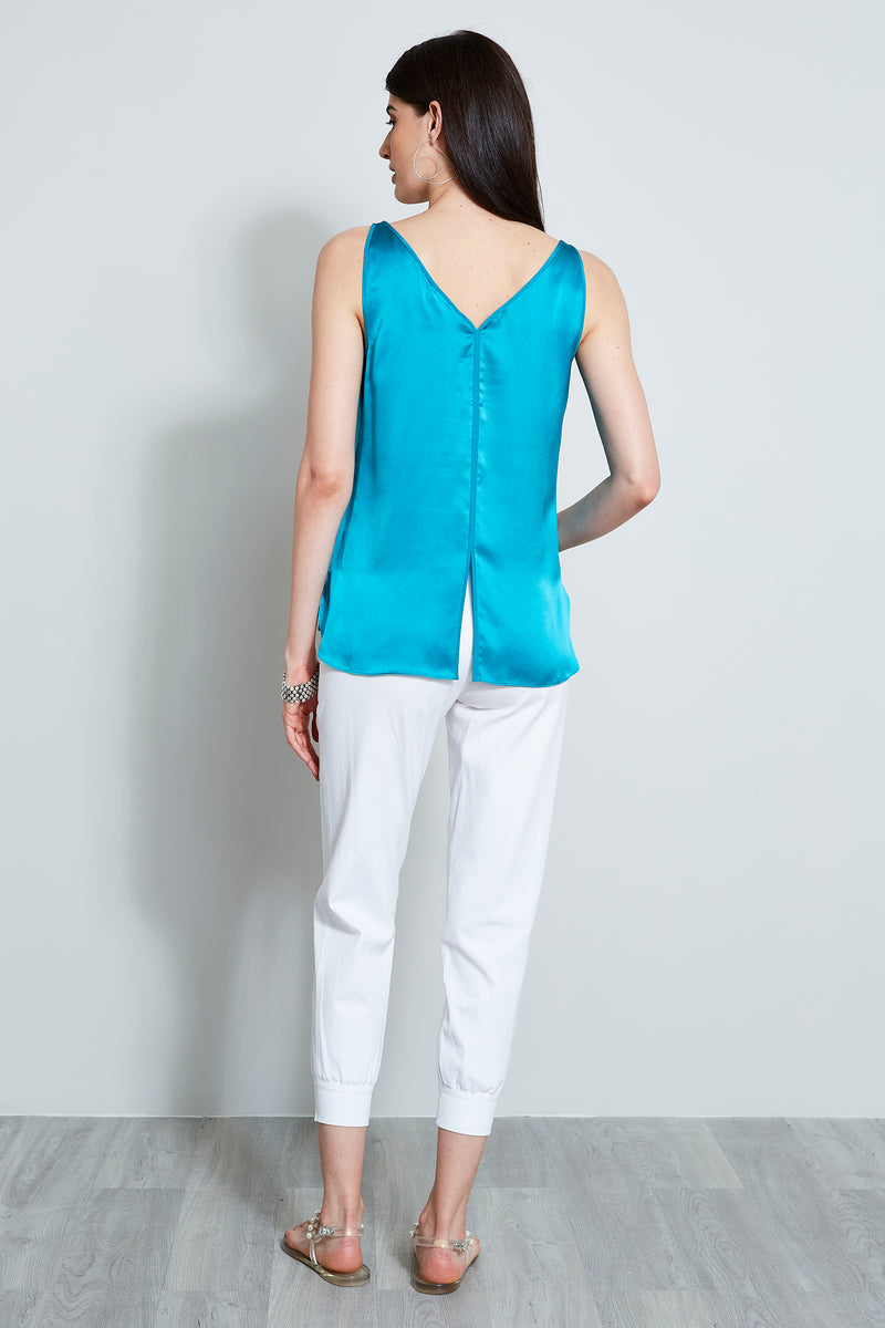 Sleeveless Silk Satin Shirt