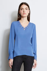 Silk Geometric Embroidered Shirt