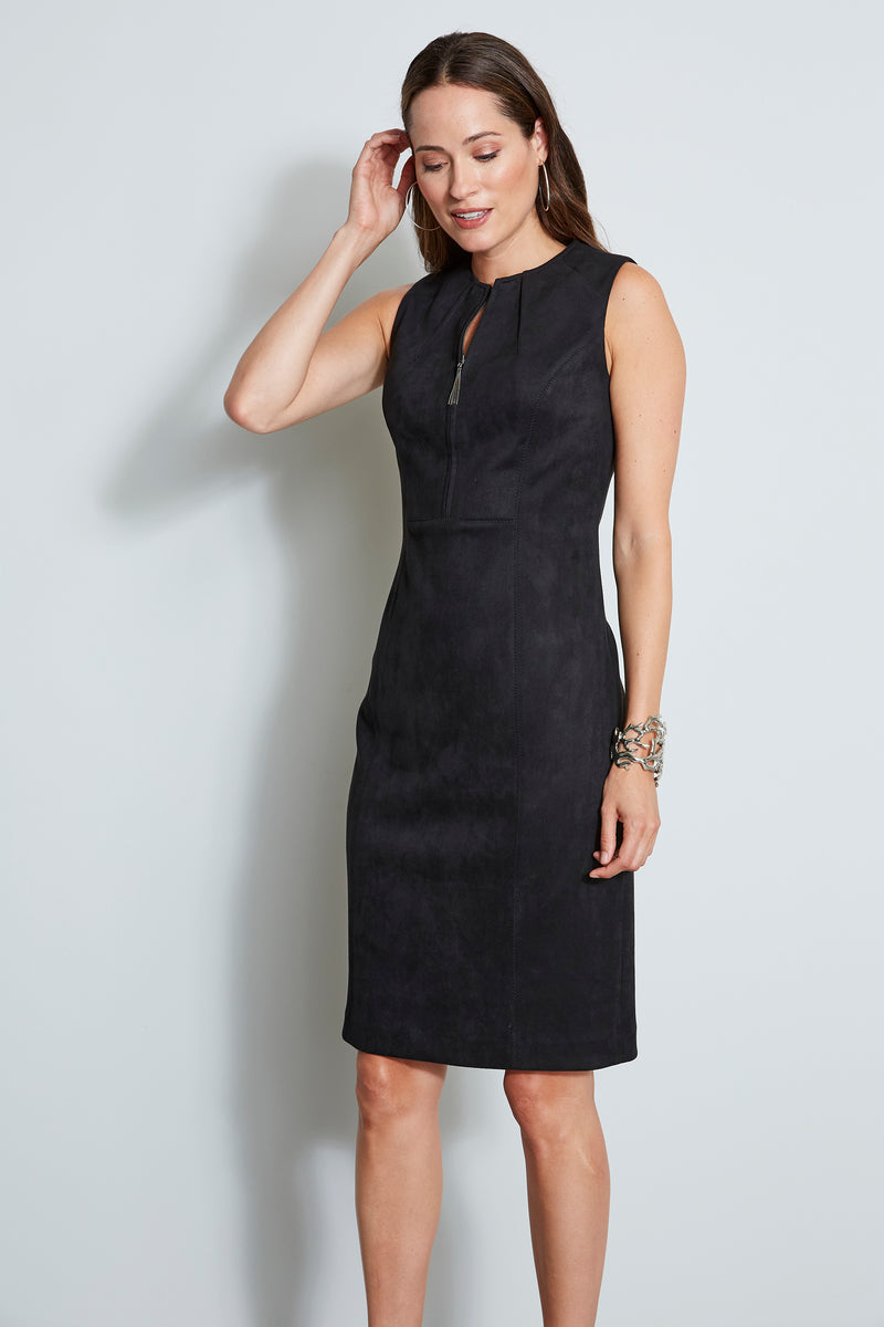 Dart Zip Vegan Suede Dress