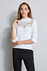 Lace Applique Mock Sweater