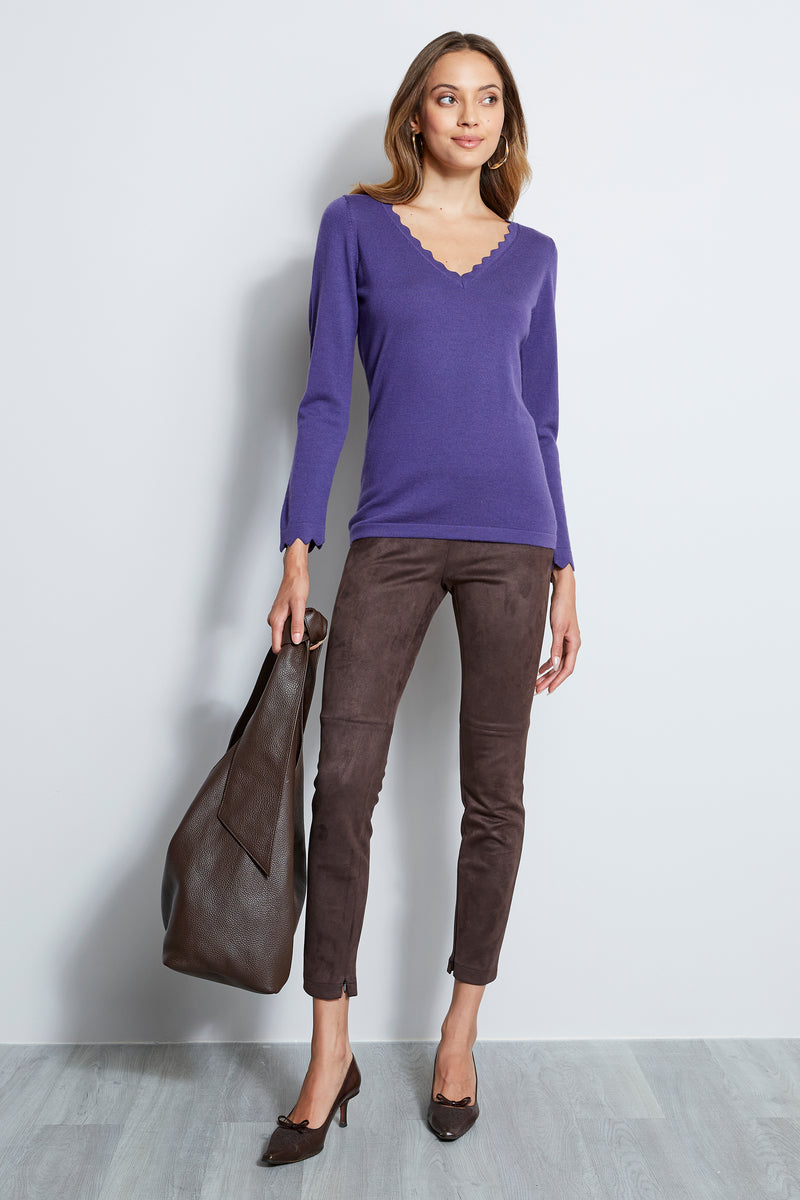 Scallop V-Neck Sweater