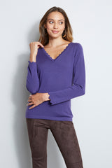 Scallop V-Neck Sweater