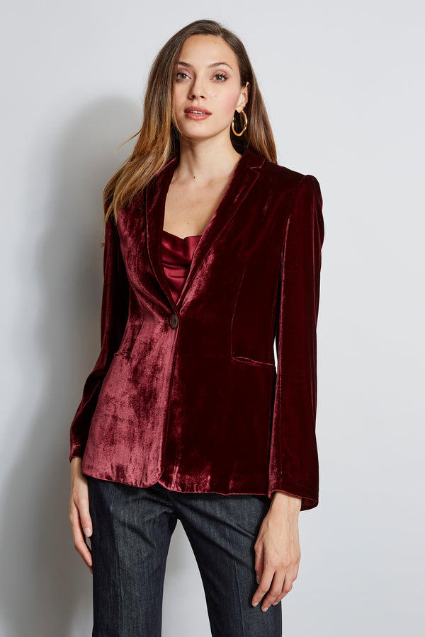 Velvet Hooded Blazer