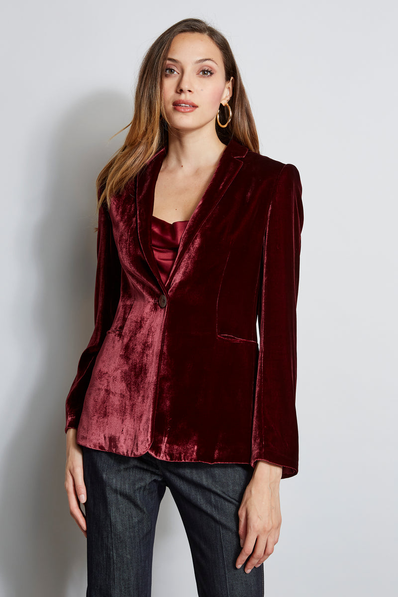 Velvet Hooded Blazer