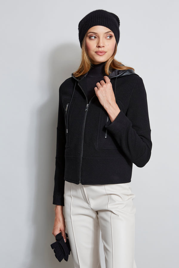 Wool Cropped Hooded Jacket