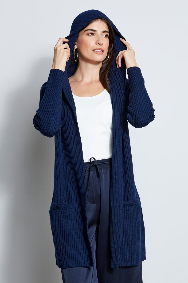 Rib Hooded Cardigan