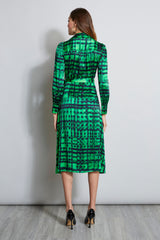 Silk Cubist Plaid Wrap Dress