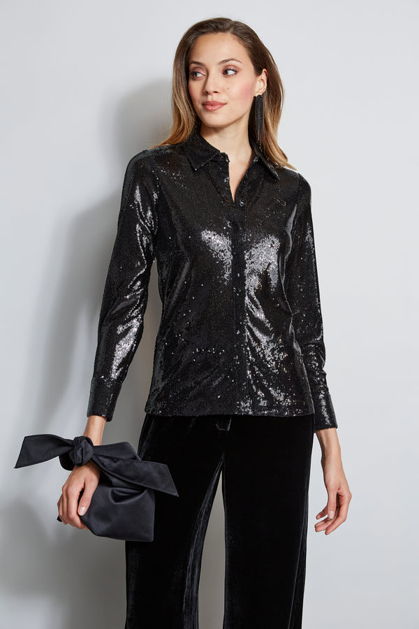 Sequin Button Down Shirt