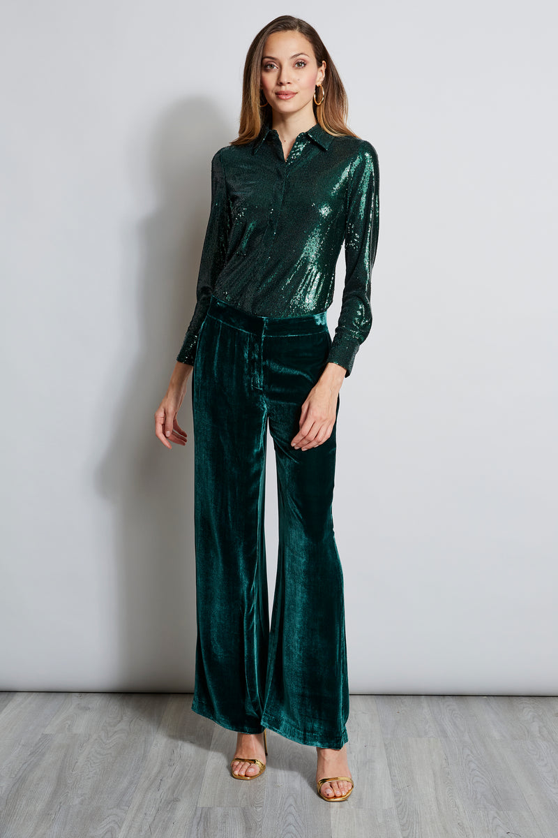 Wide Leg Velvet Pant