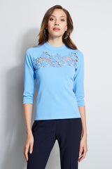 Lace Applique Mock Sweater