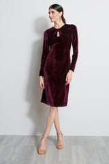 Twist Neck Velvet Dress