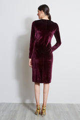 Twist Neck Velvet Dress