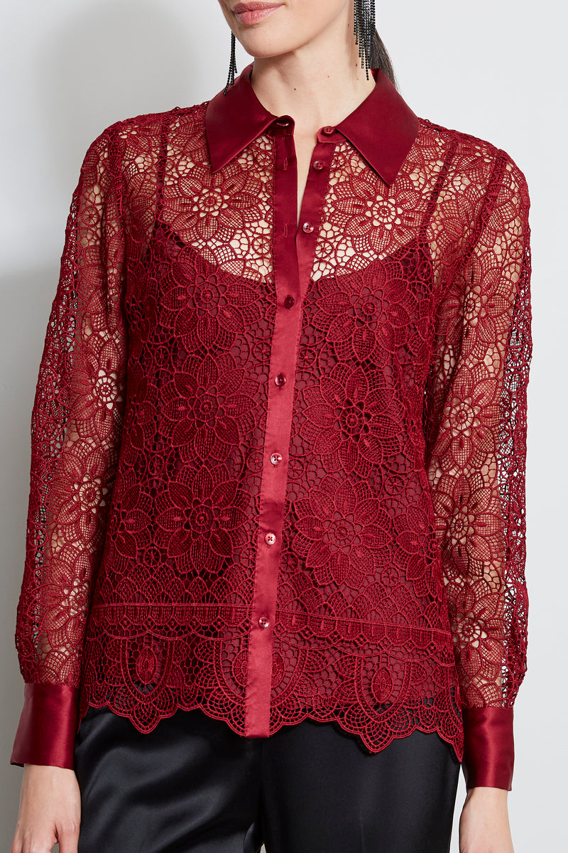 Lace Button Up Shirt – Elie Tahari