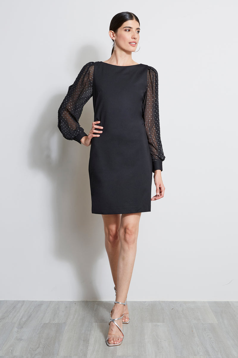 Metallic Sleeve Shift Dress