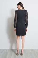 Metallic Sleeve Shift Dress