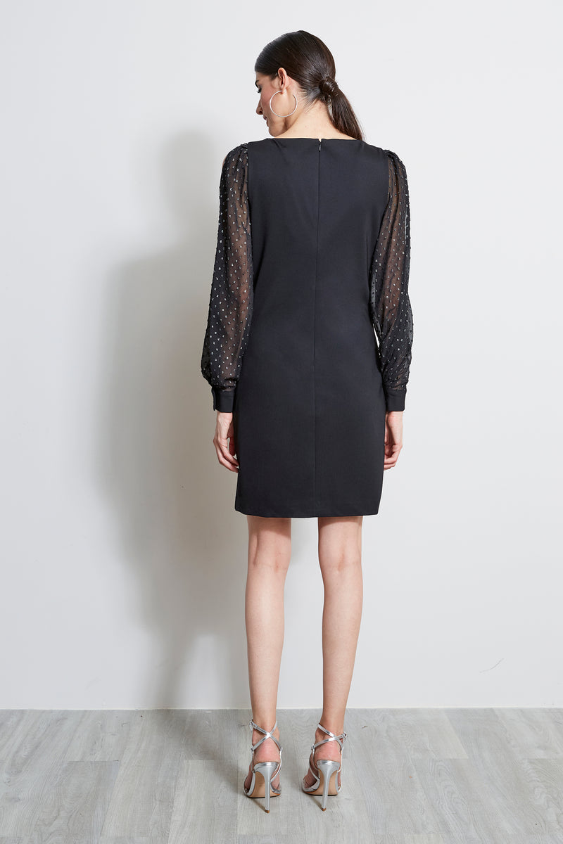 Metallic Sleeve Shift Dress