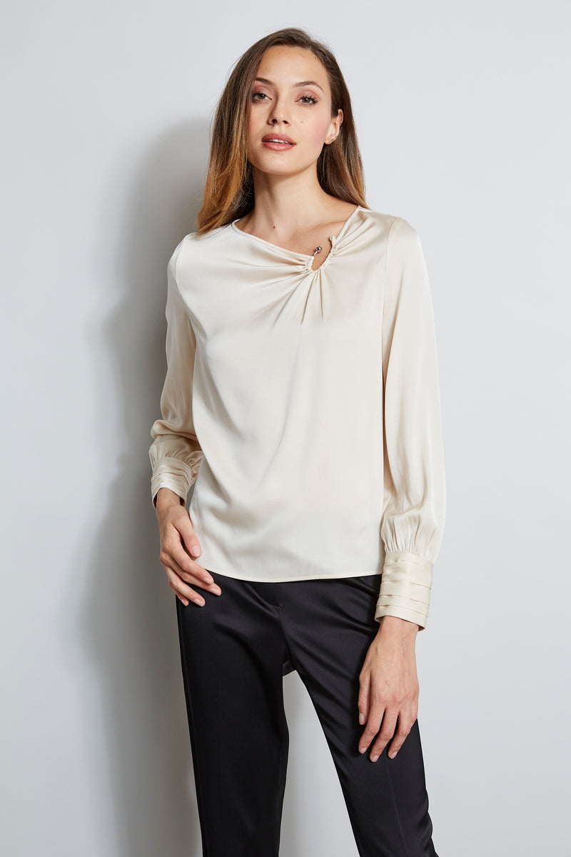 Asymmetric Silk Pearl Shirt