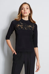 Lace Applique Mock Sweater