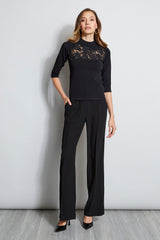 Lace Applique Mock Sweater