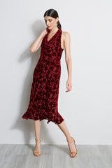 Burn Out Velvet Halter Dress