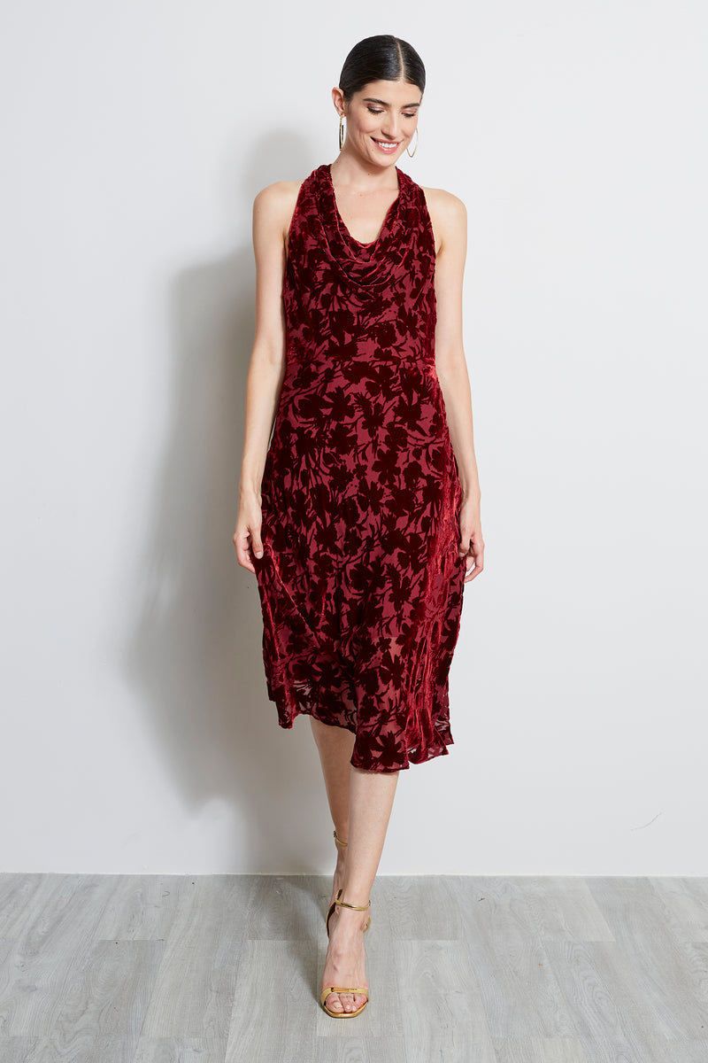 Burn Out Velvet Halter Dress