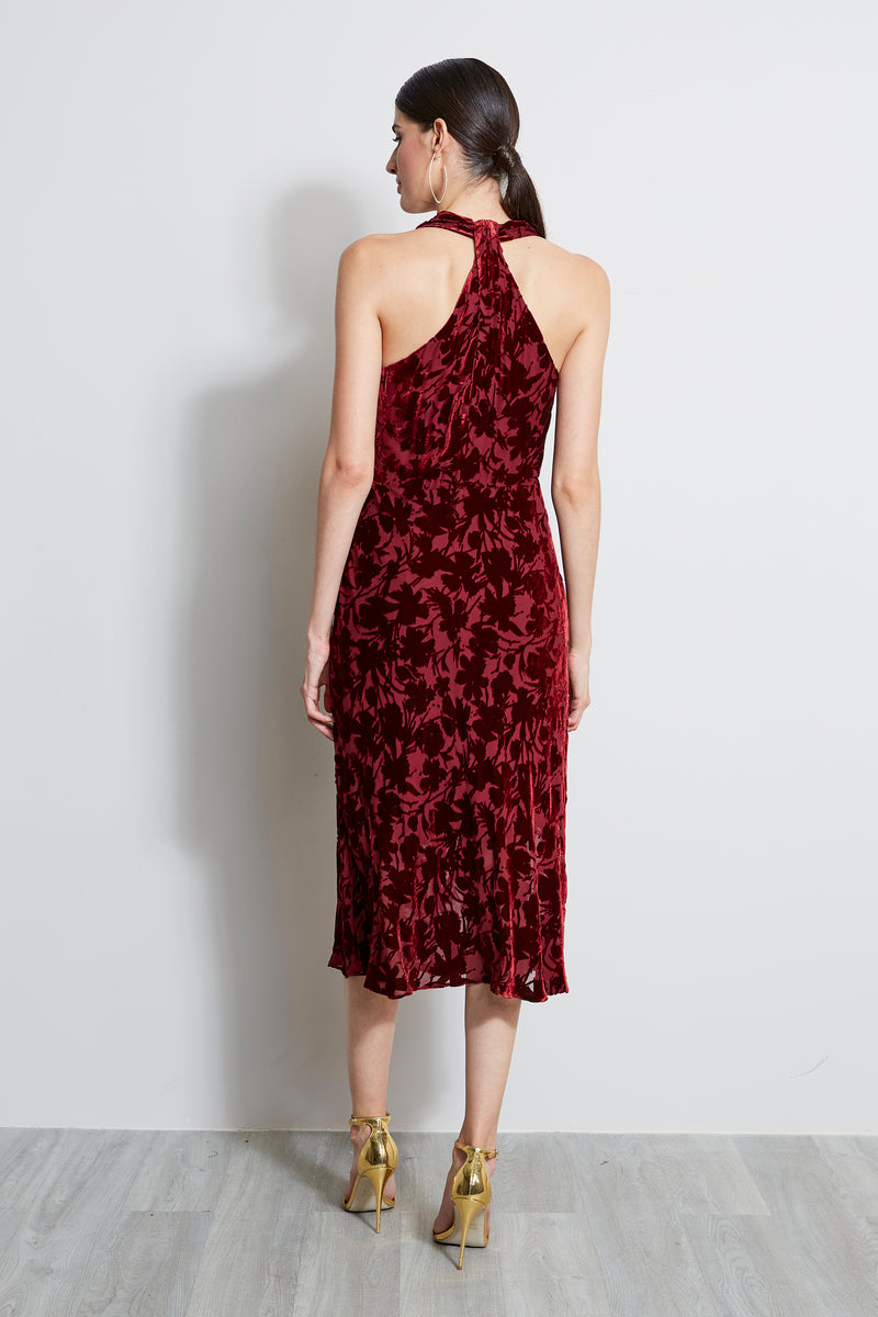 Burn Out Velvet Halter Dress