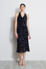 Burn Out Velvet Halter Dress