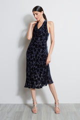 Burn Out Velvet Halter Dress