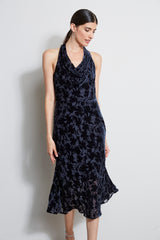 Burn Out Velvet Halter Dress