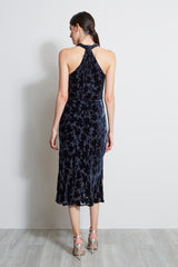 Burn Out Velvet Halter Dress