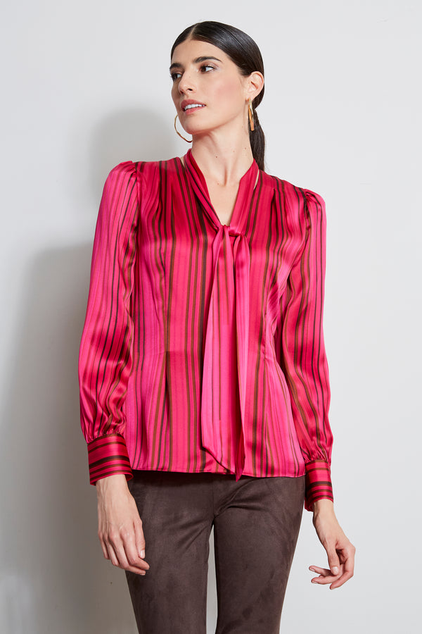 Silk Echo Stripe Tie Shirt